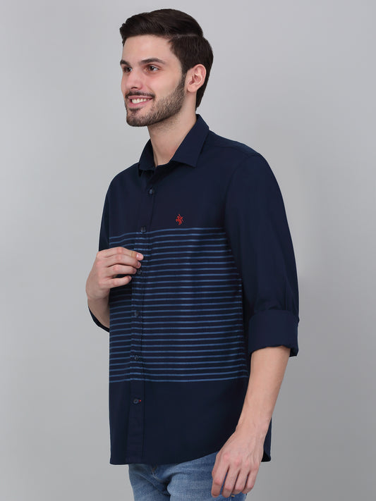 Casual Shirt for Men | Breathable & Soft with Color Fastness Regular Fit Spread Collar Neck Cotton Fabric Striped Pattern