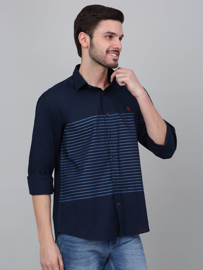 Casual Shirt for Men | Breathable & Soft with Color Fastness Regular Fit Spread Collar Neck Cotton Fabric Striped Pattern