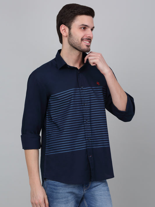 Casual Shirt for Men | Breathable & Soft with Color Fastness Regular Fit Spread Collar Neck Cotton Fabric Striped Pattern