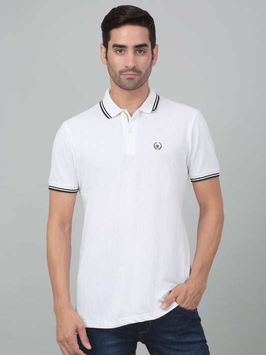 T-Shirt for Men | Breathable & Soft with Color Fastness Regular Fit Polo Neck Poly Cotton Fabric Solid Pattern