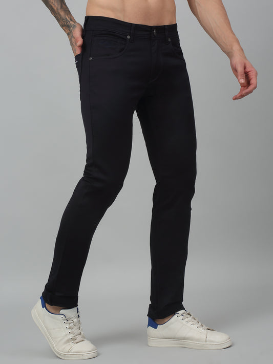 Denim Jeans for Men l Breathable & Soft with Color Fastness Ultra Narrow Fit Cotton Fabric Solid Pattern Button Closure