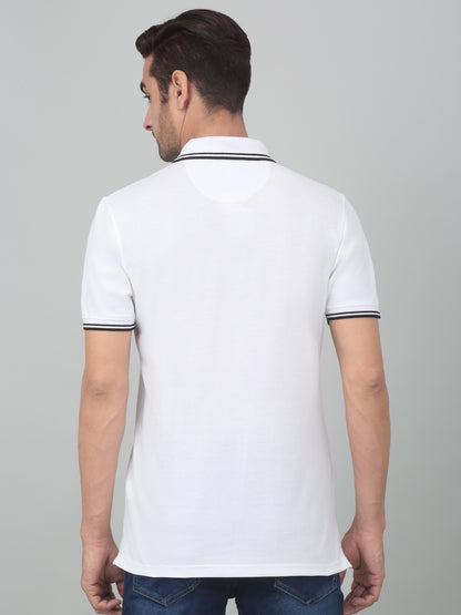 Men's White  Polo neck Half Sleeve T-Shirt