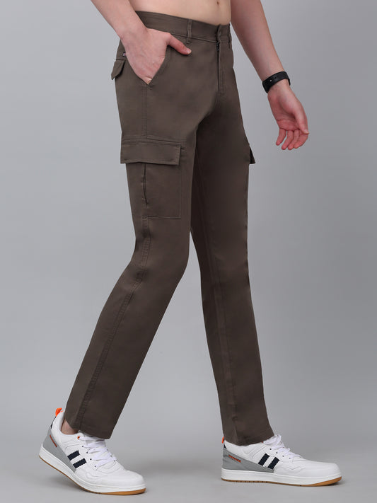Men's Green Solid Full Length Stretchable Cargo