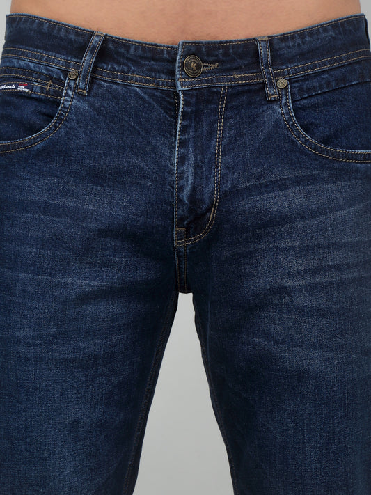 Denim Jeans for Men l Breathable & Soft with Color Fastness Ultra Narrow Fit Cotton Fabric Solid Pattern Button Closure