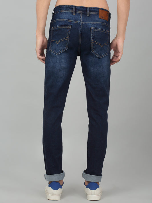 Denim Jeans for Men l Breathable & Soft with Color Fastness Ultra Narrow Fit Cotton Fabric Solid Pattern Button Closure