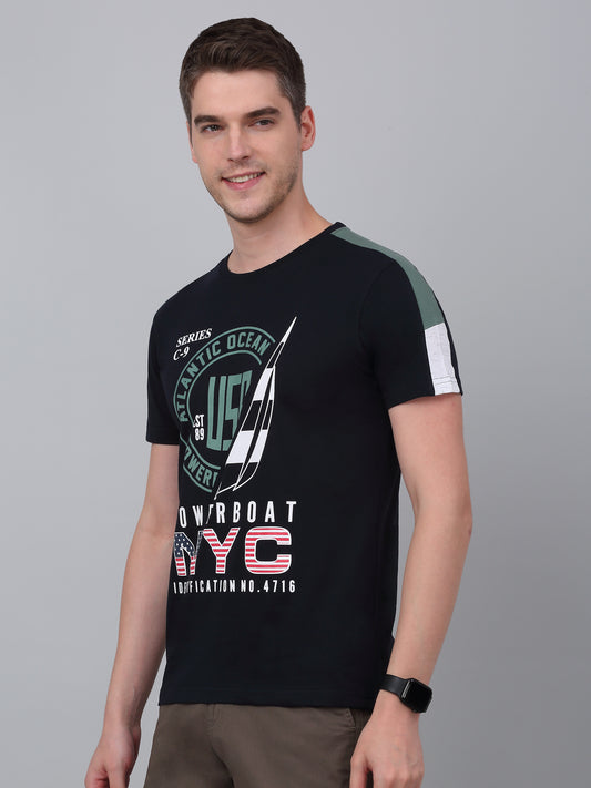 T-Shirt for Men | Breathable & Soft with Color Fastness Regular Fit Round Neck Poly Cotton Fabric Printed Pattern
