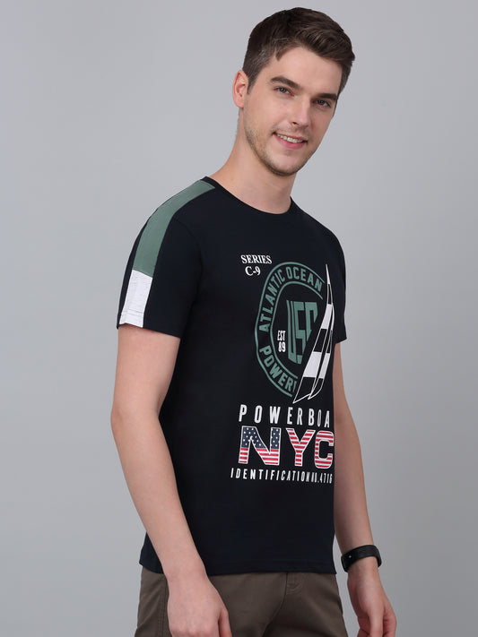 T-Shirt for Men | Breathable & Soft with Color Fastness Regular Fit Round Neck Poly Cotton Fabric Printed Pattern