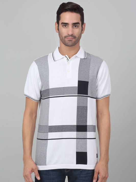 T-Shirt for Men | Breathable & Soft with Color Fastness Regular Fit Polo Neck Cotton Fabric Checkered Pattern