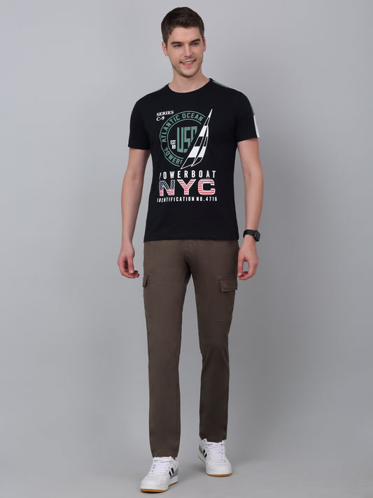 Men's Green Solid Full Length Stretchable Cargo