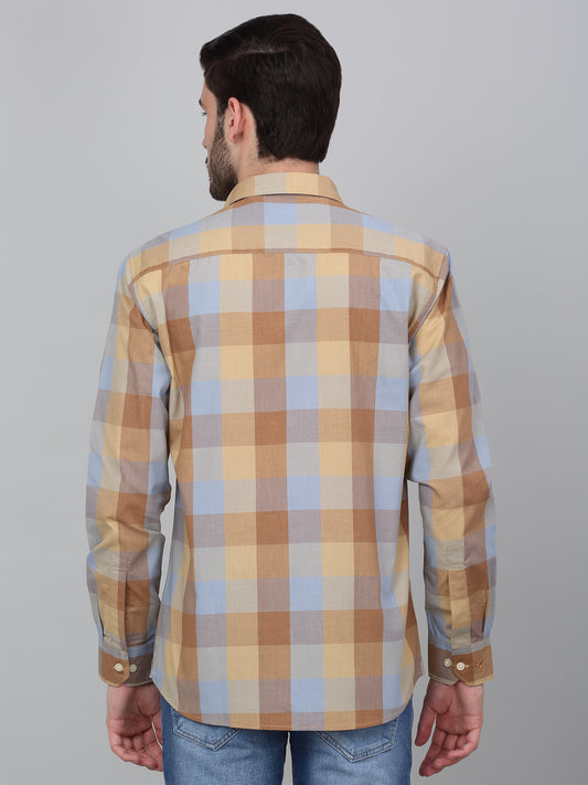 Casual Shirt for Men | Breathable & Soft with Color Fastness Regular Fit Spread Collar Neck Cotton Blend Fabric Checkered Pattern