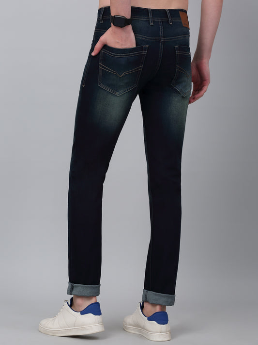 Denim Jeans for Men l Breathable & Soft with Color Fastness Ultra Narrow Fit Cotton Fabric Solid Pattern Button Closure