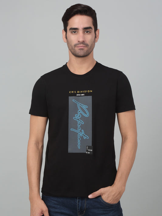 T-Shirt for Men | Breathable & Soft with Color Fastness Regular Fit Round Neck Cotton Blend Fabric Printed Pattern