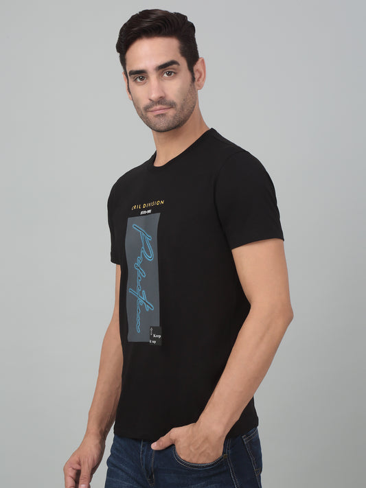 T-Shirt for Men | Breathable & Soft with Color Fastness Regular Fit Round Neck Cotton Blend Fabric Printed Pattern