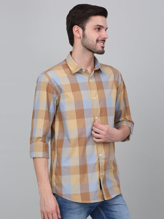 Casual Shirt for Men | Breathable & Soft with Color Fastness Regular Fit Spread Collar Neck Cotton Blend Fabric Checkered Pattern