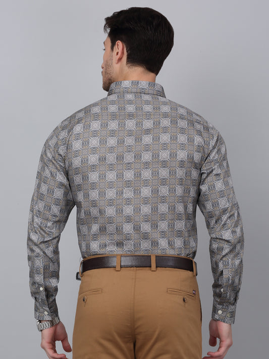 Formal Shirt for Men l Breathable & Soft with Color Fastness Regular Fit Spread Collar Neck Cotton Fabric Printed Pattern