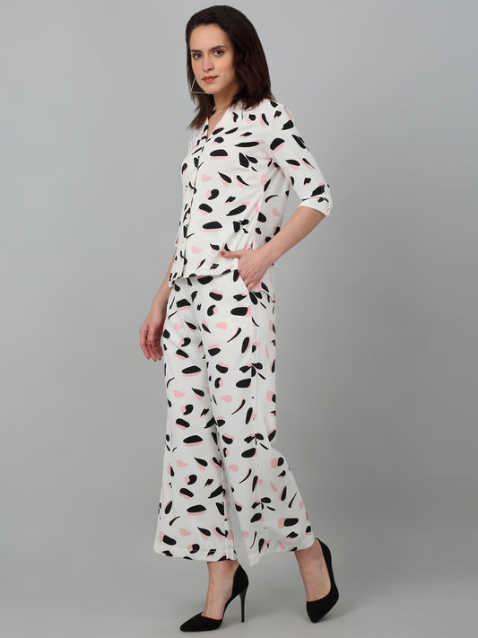 Women Off White Printed Summer Co-ord Set