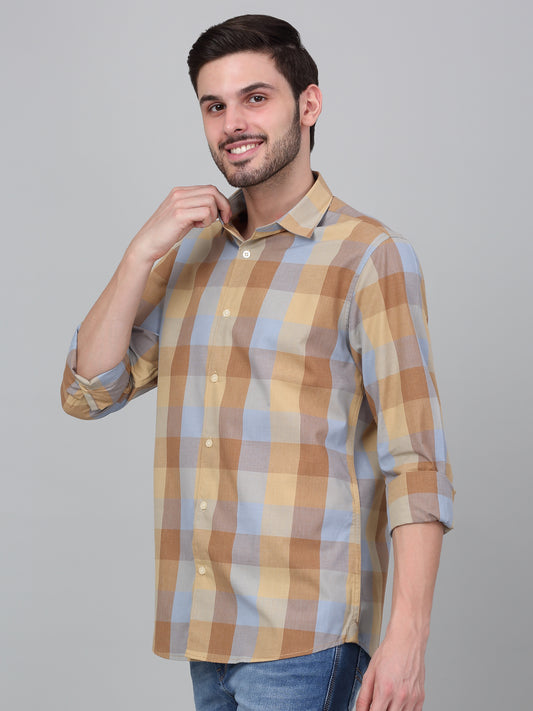 Casual Shirt for Men | Breathable & Soft with Color Fastness Regular Fit Spread Collar Neck Cotton Blend Fabric Checkered Pattern