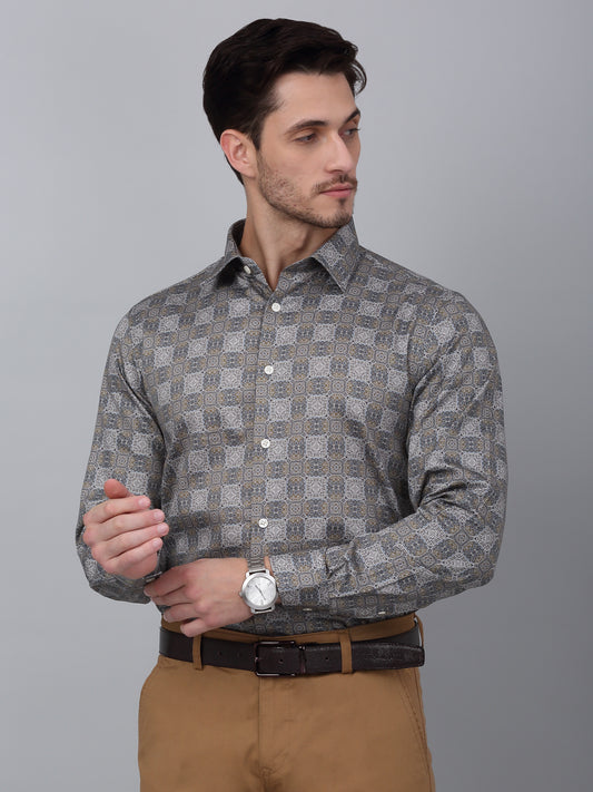 Formal Shirt for Men l Breathable & Soft with Color Fastness Regular Fit Spread Collar Neck Cotton Fabric Printed Pattern