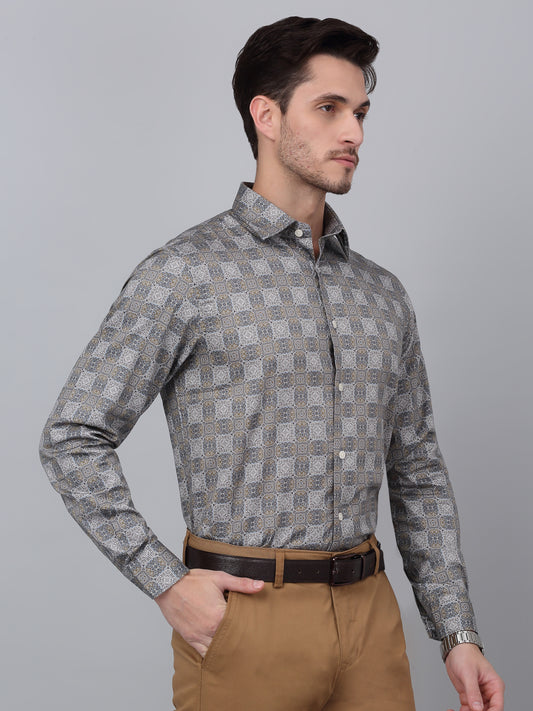 Formal Shirt for Men l Breathable & Soft with Color Fastness Regular Fit Spread Collar Neck Cotton Fabric Printed Pattern