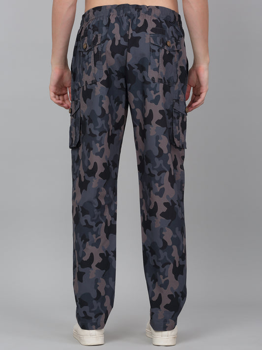 Men's Grey Printed Full Length Cargo