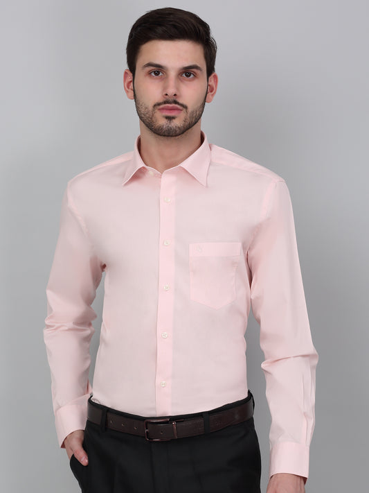 Formal Shirt for Men l Breathable & Soft with Color Fastness Regular Fit Spread Collar Neck Cotton Blend Fabric Solid Pattern