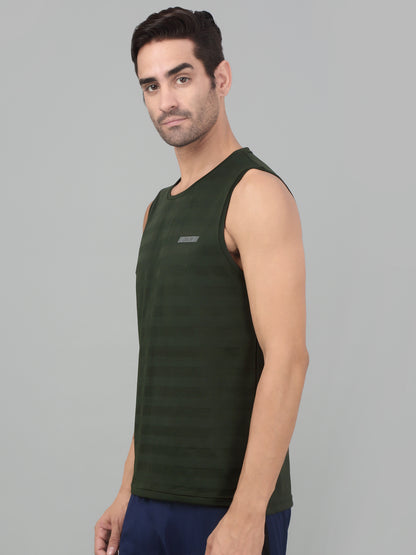 Men's Olive Green Round neck Sleeveless Tank top