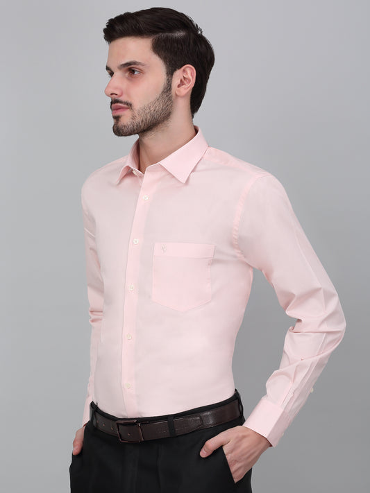 Formal Shirt for Men l Breathable & Soft with Color Fastness Regular Fit Spread Collar Neck Cotton Blend Fabric Solid Pattern
