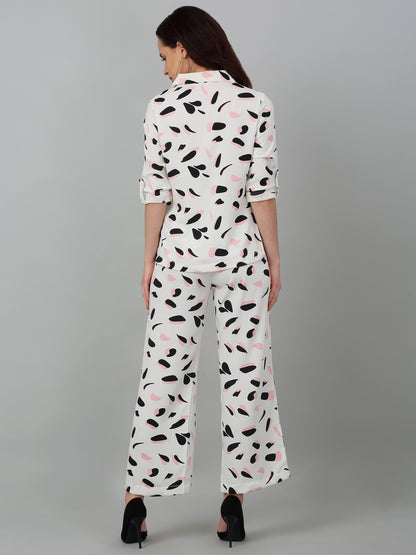 Women Off White Printed Summer Co-ord Set