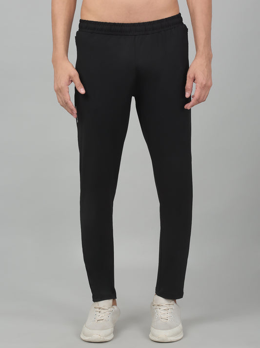 Men's Black Solid Stretchable Active Wear Track Pant