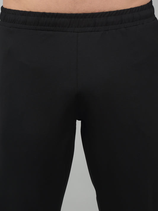 Men's Black Solid Stretchable Active Wear Track Pant