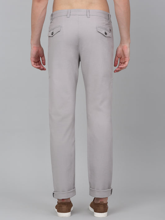 Men's Grey Solid Non-Pleated Casual Trouser