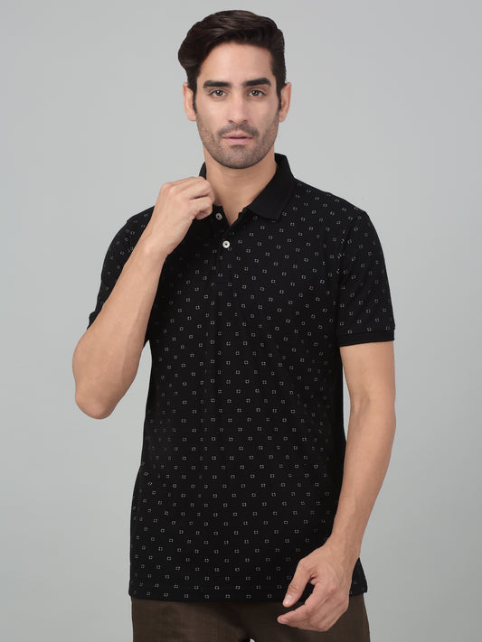 T-Shirt for Men | Breathable & Soft with Color Fastness Regular Fit Polo Neck Poly Cotton Fabric Printed Pattern