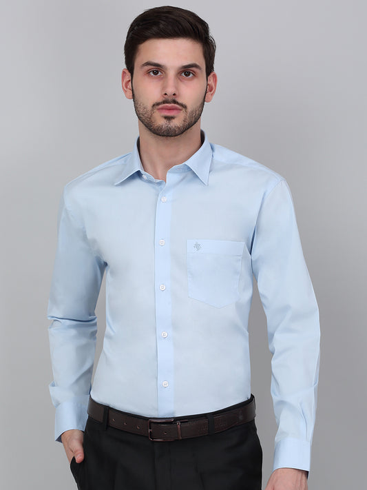 Formal Shirt for Men l Breathable & Soft with Color Fastness Regular Fit Spread Collar Neck Cotton Blend Fabric Solid Pattern