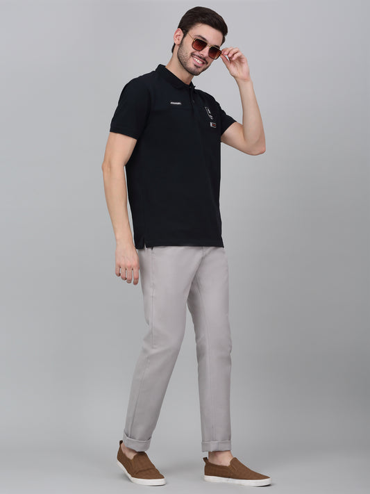 Men's Grey Solid Non-Pleated Casual Trouser