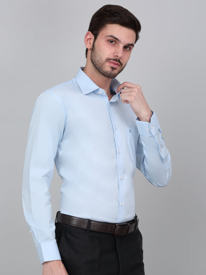 Men's Sky Blue Solid Full Sleeve Formal Shirt