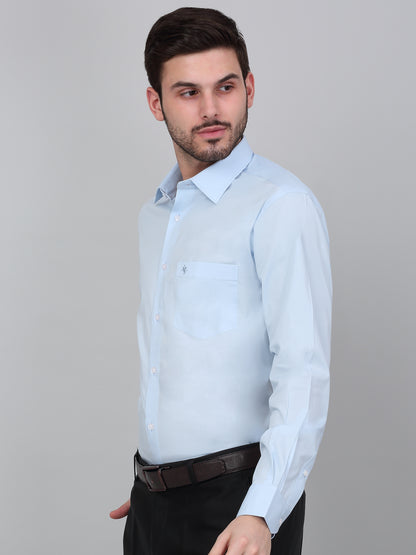 Men's Sky Blue Solid Full Sleeve Formal Shirt