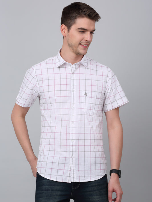 Casual Shirt for Men | Breathable & Soft with Color Fastness Regular Fit Spread Collar Neck Cotton Fabric Checkered Pattern