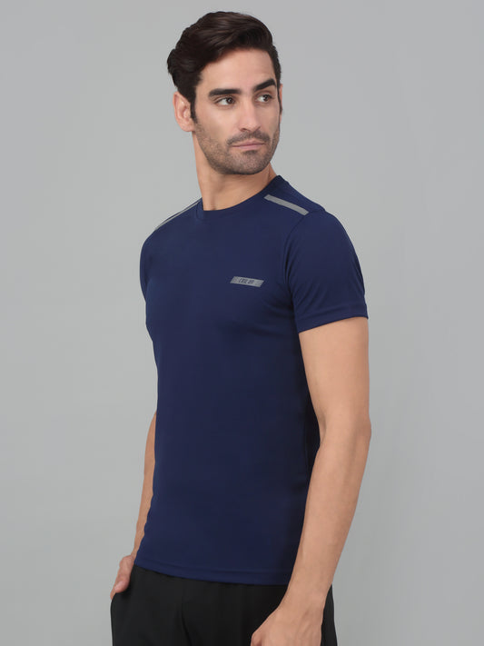 T-Shirt for Men | Breathable & Soft with Color Fastness Regular Fit Round Neck Polyester Fabric Solid Pattern