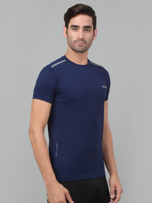 T-Shirt for Men | Breathable & Soft with Color Fastness Regular Fit Round Neck Polyester Fabric Solid Pattern