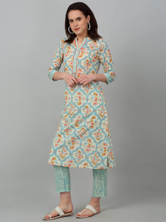 Women's Casual Offwhite Printed Palazzo Set