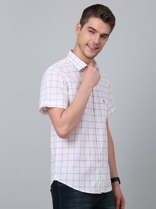 Casual Shirt for Men | Breathable & Soft with Color Fastness Regular Fit Spread Collar Neck Cotton Fabric Checkered Pattern