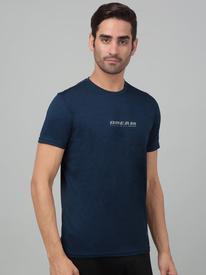 Men's Navy Blue Round neck Half Sleeve T-Shirt with Graphic Print