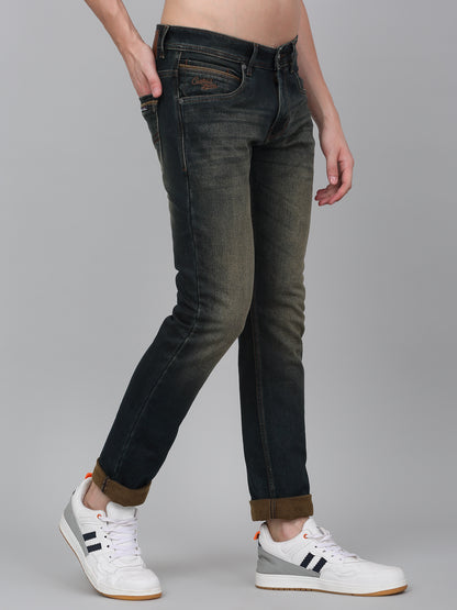 Men's Khaki Solid Stretchable Jeans