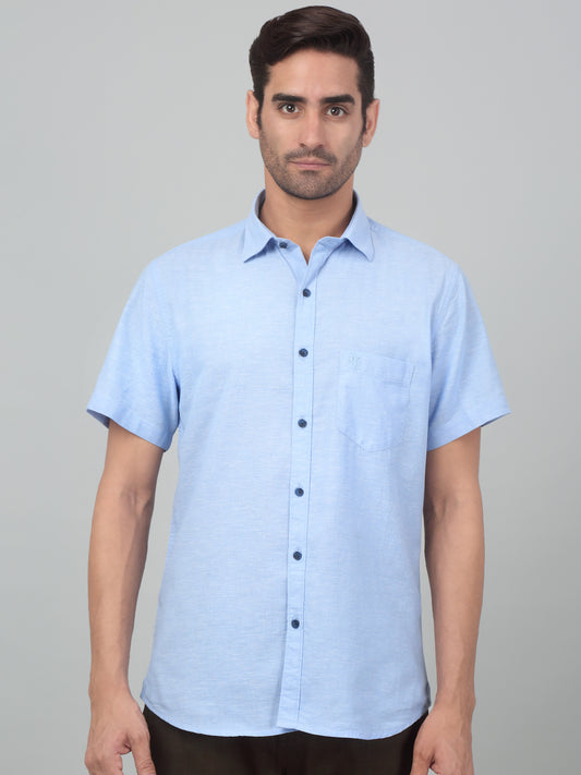 Casual Shirt for Men | Breathable & Soft with Color Fastness Regular Fit Spread Collar Neck Cotton Fabric Solid Pattern
