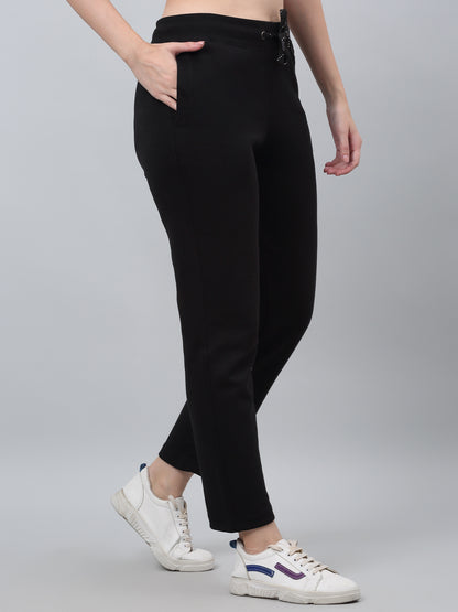 Women's Casual  Black Ankle length Mid rise Track Pants