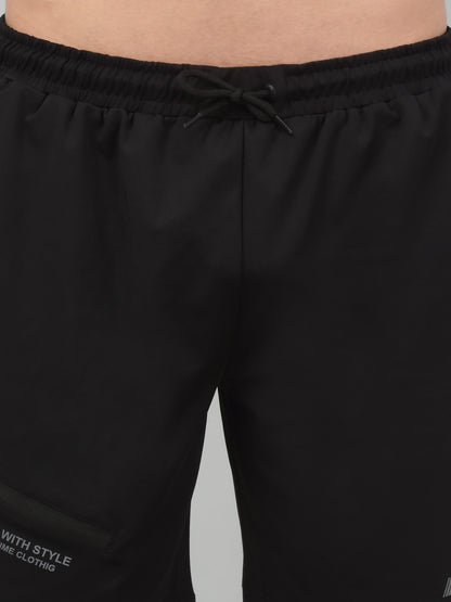 Men's Black Solid Stretchable Activewear Shorts