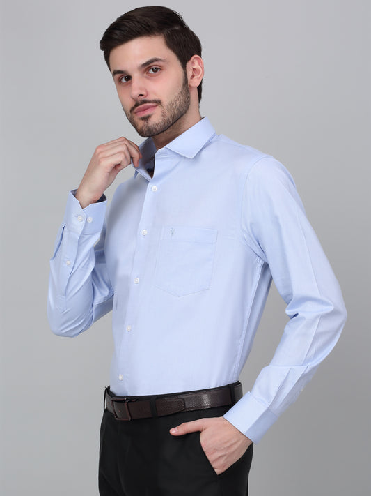 Formal Shirt for Men l Breathable & Soft with Color Fastness Regular Fit Spread Collar Neck Cotton Fabric Self Design Pattern