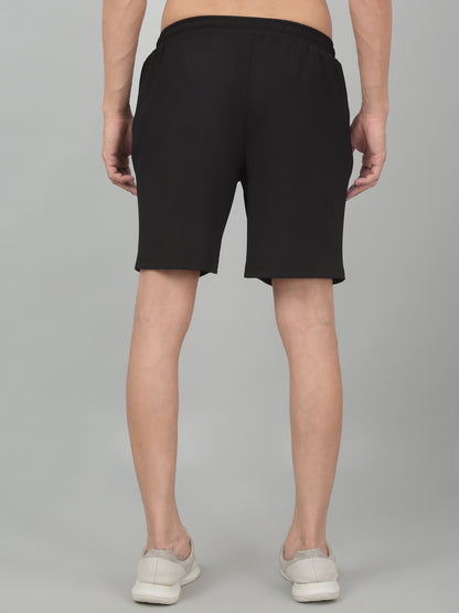 Men's Black Solid Stretchable Activewear Shorts