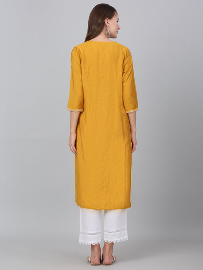 Women's Mustard Checked Casual Kurti