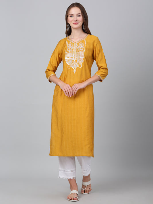 Women's Mustard Checked Casual Kurti